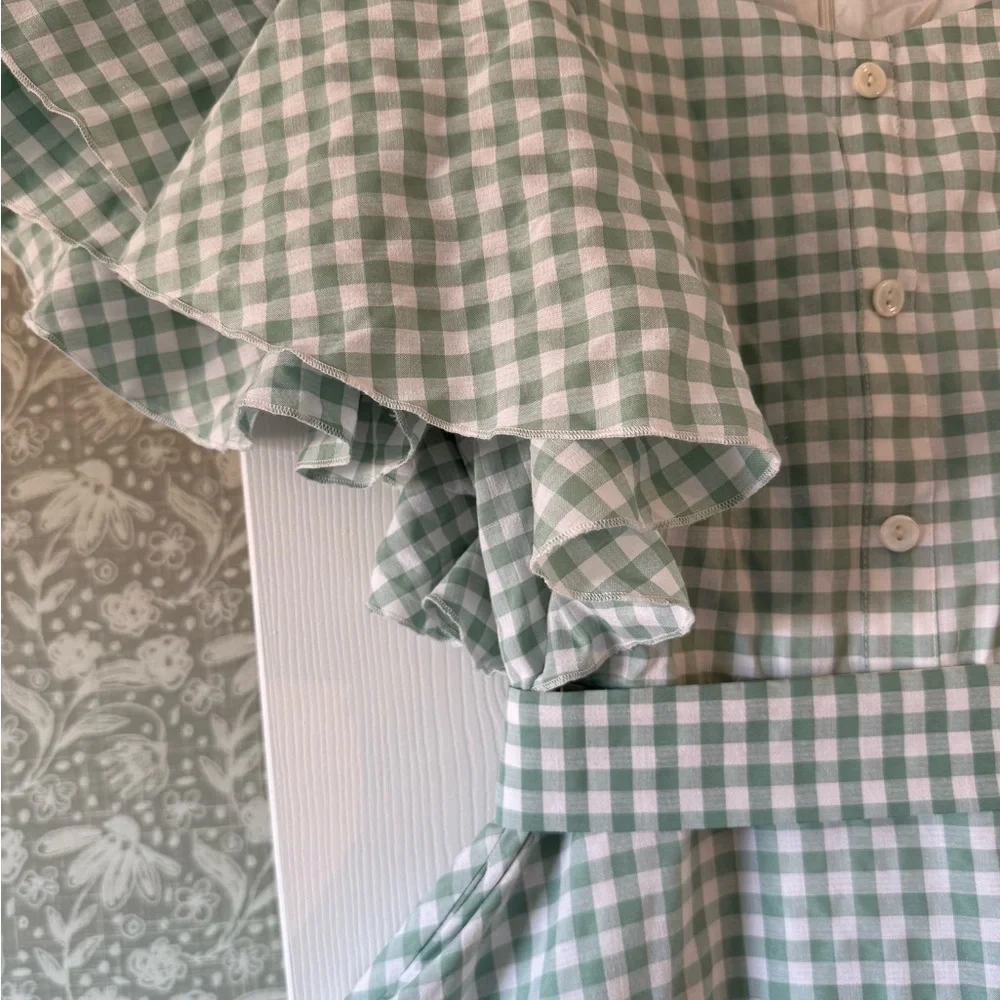 Ivy City Co Green Checkered Midi Dress - Picture 2 of 4